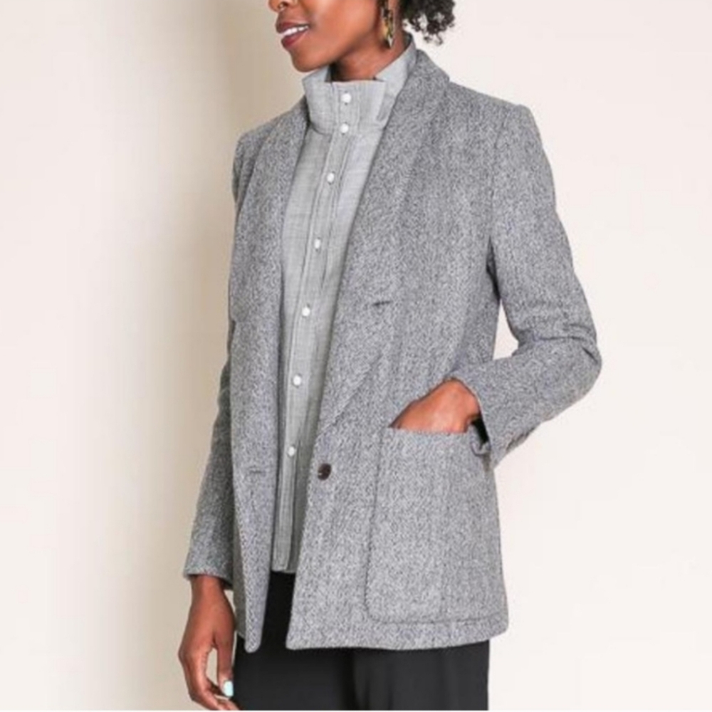 Rachel Comey Loveless Wool Blend Herringbone Blazer Gray Size 4